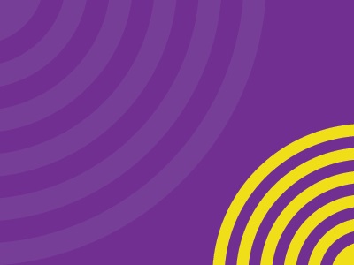 Yellow and lavender curved lines on a dark purple background.