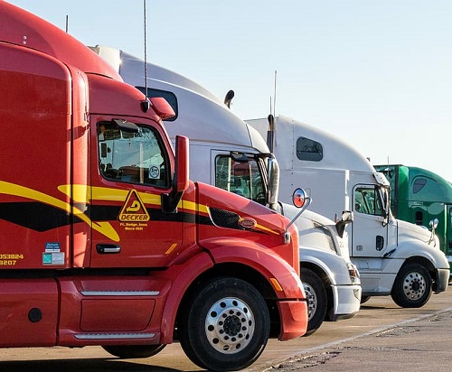 photo of semi trucks