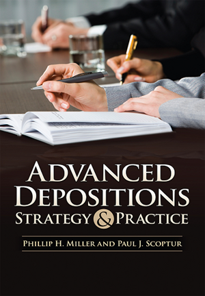 Advanced Depositions Book Cover several people hands on a table writing with Pens