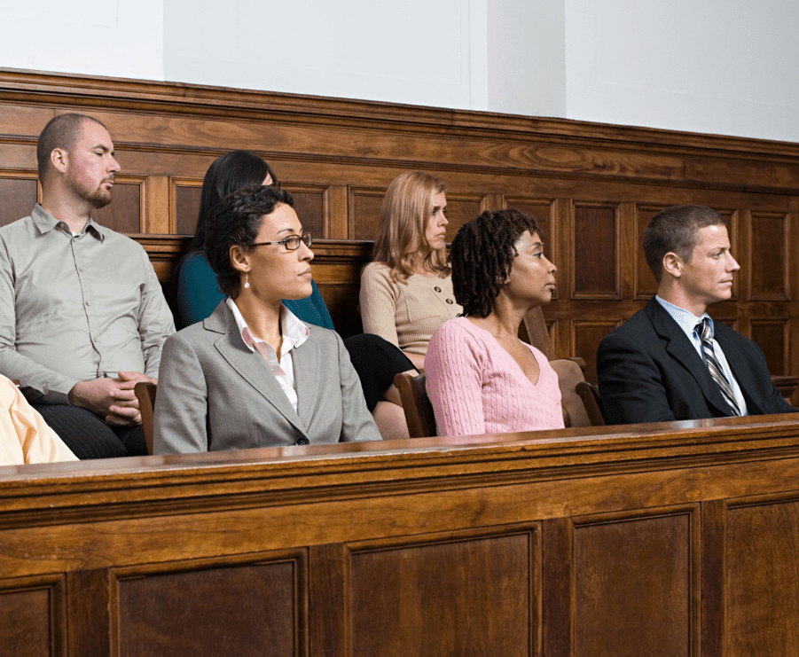Men and women in jury box