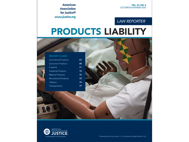 Products Liability Law Reporter October/November 2025 cover