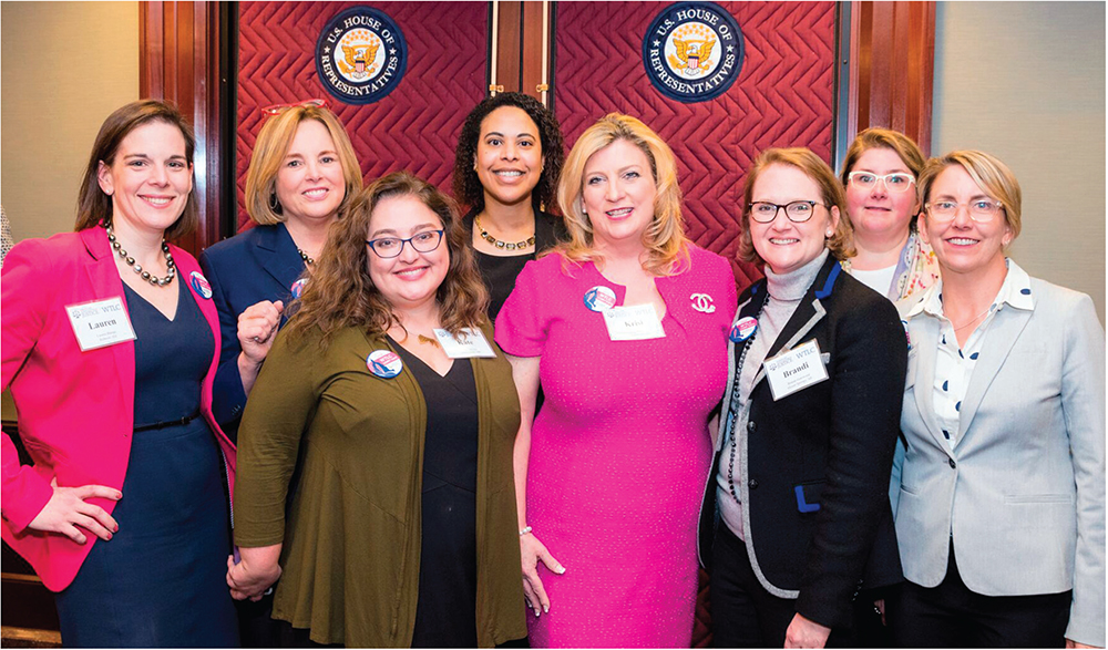 WTLC members attend the 2019 Lobby Days. (L-R) Lauren Barnes, Marion Munley, Kate Jaycox, Kristen Miller, Krisi Kastl, Brandi Denton Gatewood, Jennifer Greene, and Laura Yaeger.